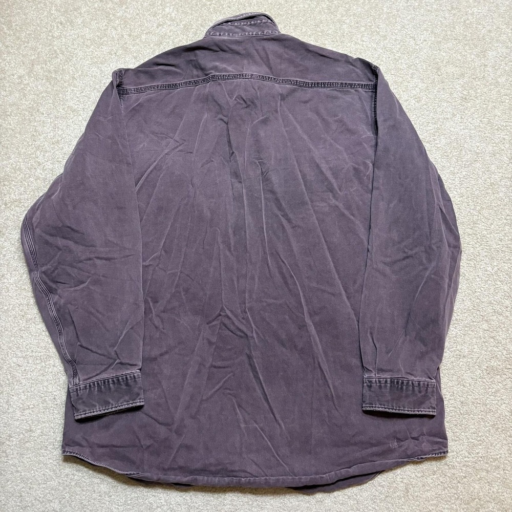 Vtg Carhartt Shirt Mens Large Purple Twill Button Up LS Faded Distressed 90s - Picture 4 of 16